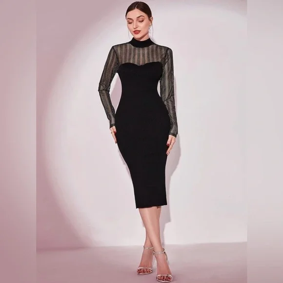 NWOT Black bodycon knit dress - Picture 5 of 10